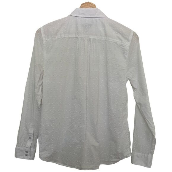 Talbots White Long Sleeve Collar Knobby Texture Shirt Size Petite Small - Picture 6 of 14